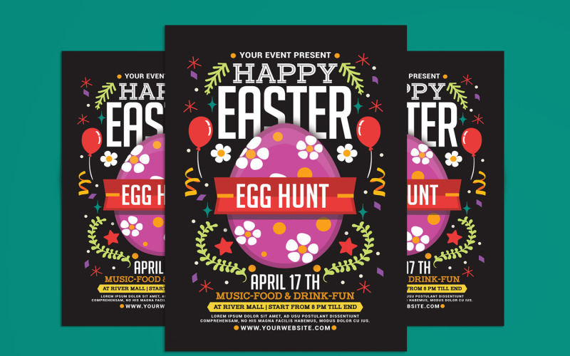 Easter Egg Hunt for Kids Flyer Template Corporate Identity