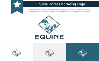 Equine Equestrian Horse Diamond Engraving Style Vintage Retro Logo Template