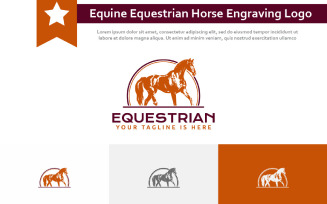Equine Equestrian Horse Engraving Style Vintage Retro Logo Template