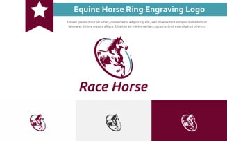 Equine Equestrian Horse Ring Engraving Style Vintage Retro Logo Template