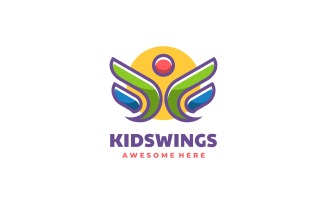 Kid Wings Color Mascot Logo