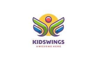Kid Wings Color Mascot Logo