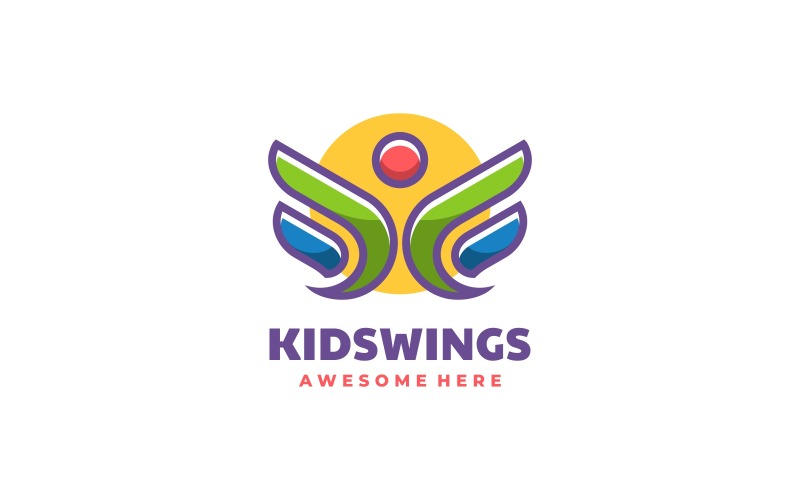 Kid Wings Color Mascot Logo Logo Template