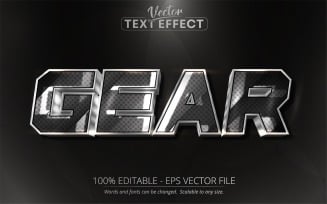 Gear - Editable Text Effect, Black Metallic And Silver Text Style, Graphics Illustration