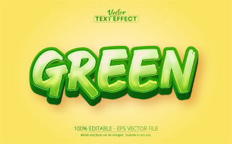Green - Editable Text Effect, Cartoon Text Style, Graphics Illustration