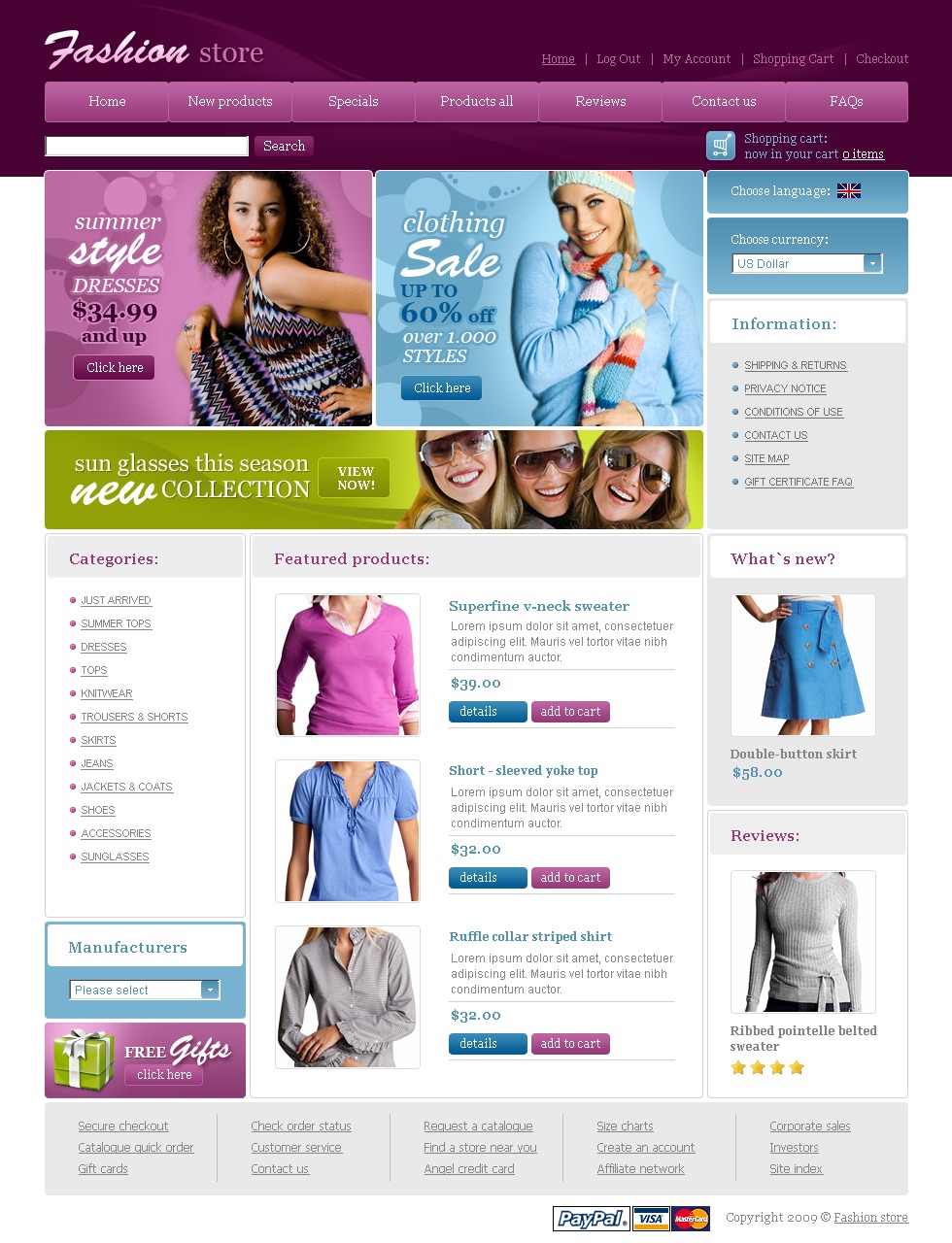 Fashion Store Website Template #23602