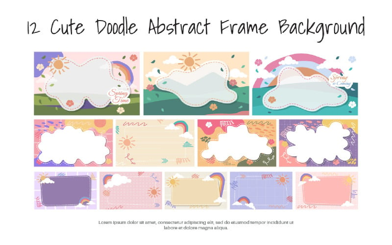 12 Cute Doodle Abstract Frame Background Illustration
