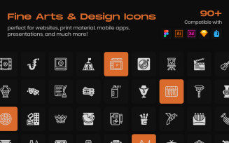 Fine Arts and Design Linear Icons