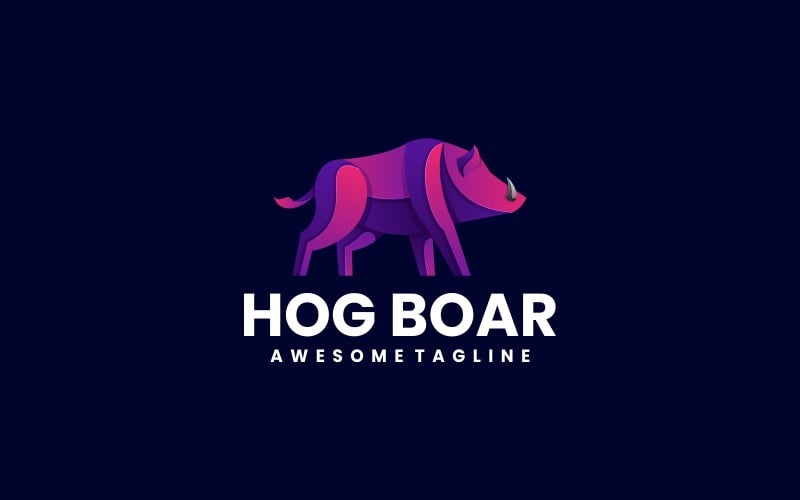 Hog Boar Gradient Logo Style Logo Template