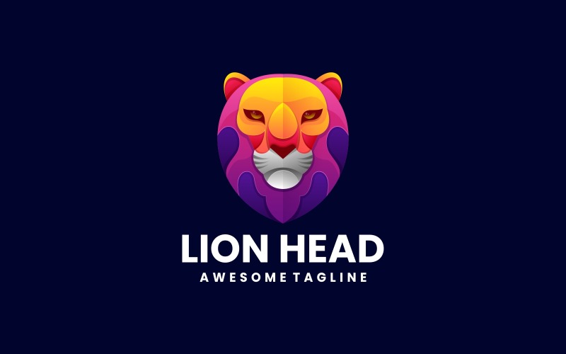 Lion Head Gradient Colorful Logo Logo Template
