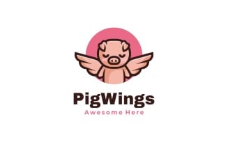 Pig Wings Simple Mascot Logo