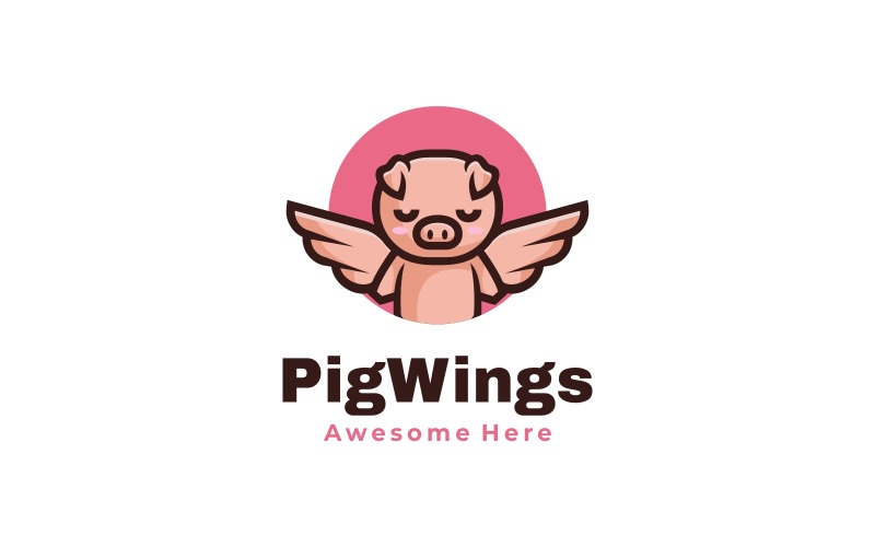 Pig Wings Simple Mascot Logo Logo Template