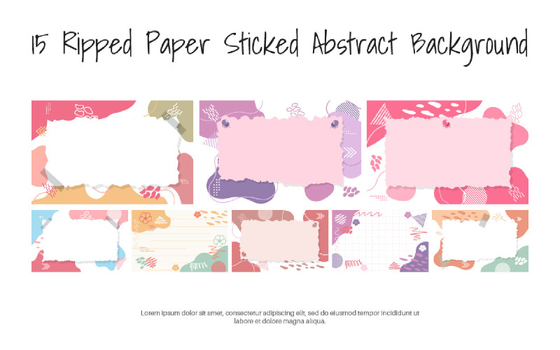 15 Ripped Paper Sticked Abstract Background Illustration