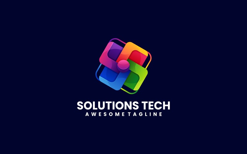 Solutions Tech Gradient Colorful Logo Logo Template