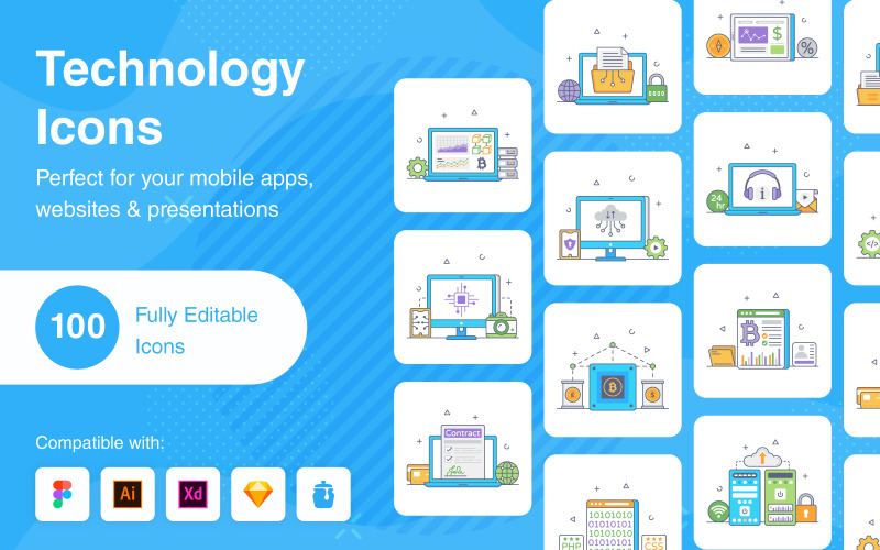 Technology Flat Conceptual Icons Icon Set