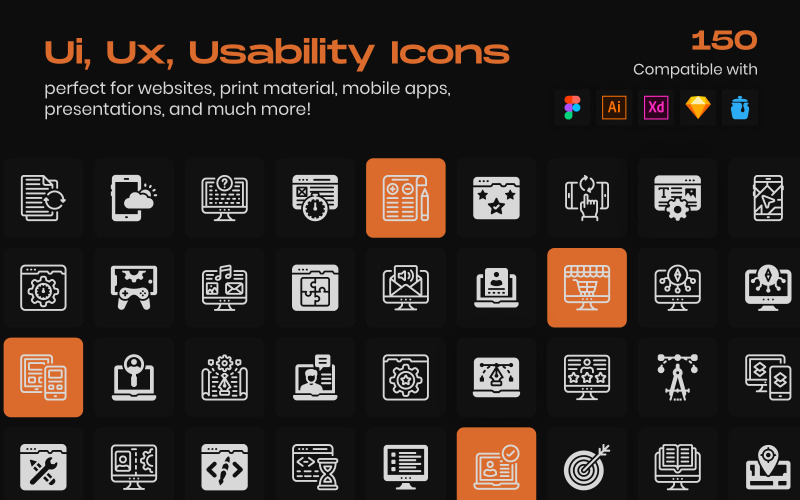 Web Design Linear Icons Pack Icon Set