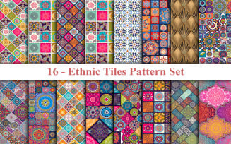 Ethnic Tiles Pattern Set, Mandala Tiles Background