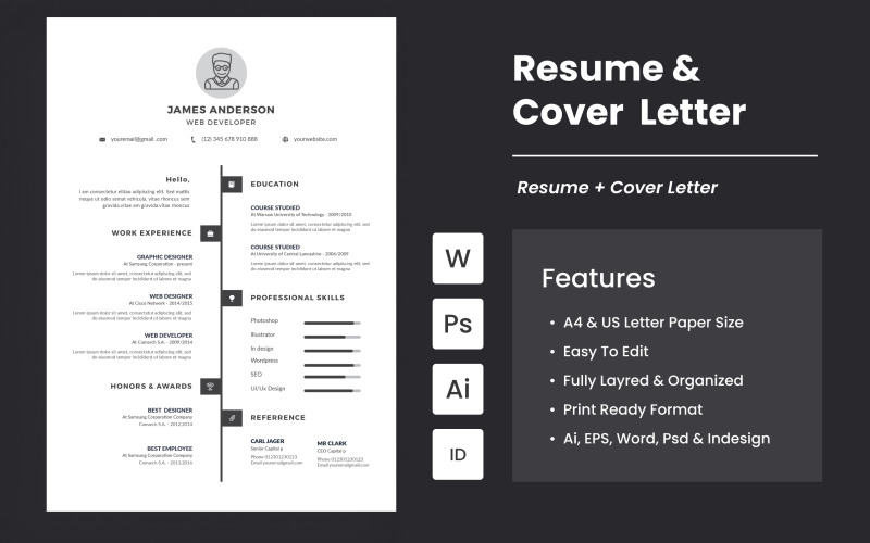 Simple CV/ Resume And Cover Letter Resume Template