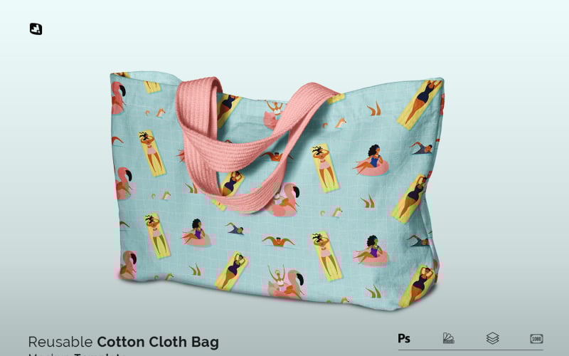 Top View Reusable Cotton Cloth Bag Mockup Product Mockup