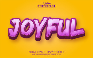 Joyful - Editable Text Effect, Cartoon And Purple Text Style, Graphics Illustration