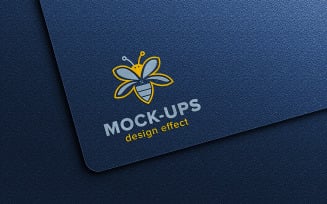 Logo Mockup with Blue Paper Emboss Effect