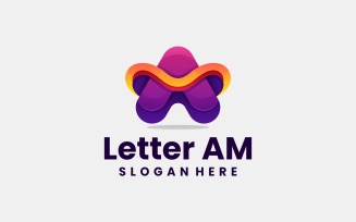 Letter A M Gradient Logo Template