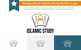 Mosque Book Islamic Center Study Islam Muslim Community Line Style Logo