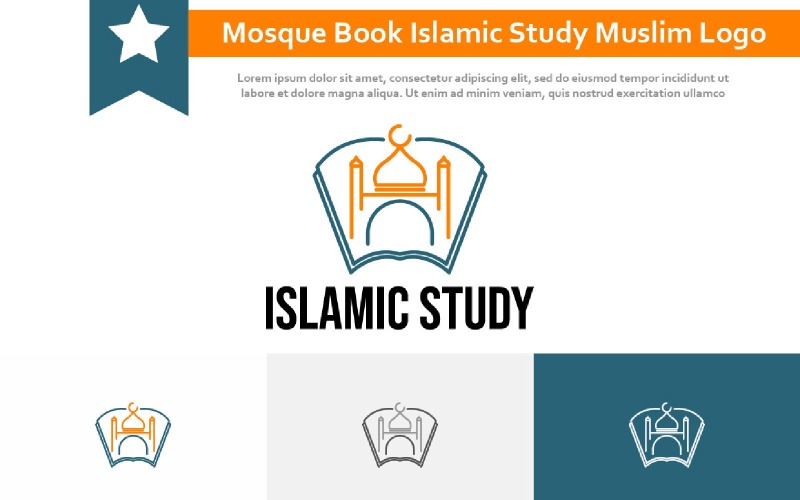 Mosque Book Islamic Center Study Islam Muslim Community Line Style Logo Logo Template