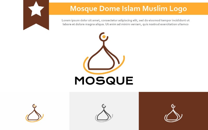 Mosque Dome Islamic Center Study Islam Muslim Community Line Style Logo Logo Template