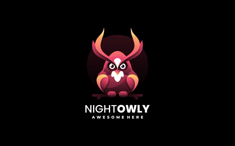 Night Owl Color Gradient Logo Logo Template