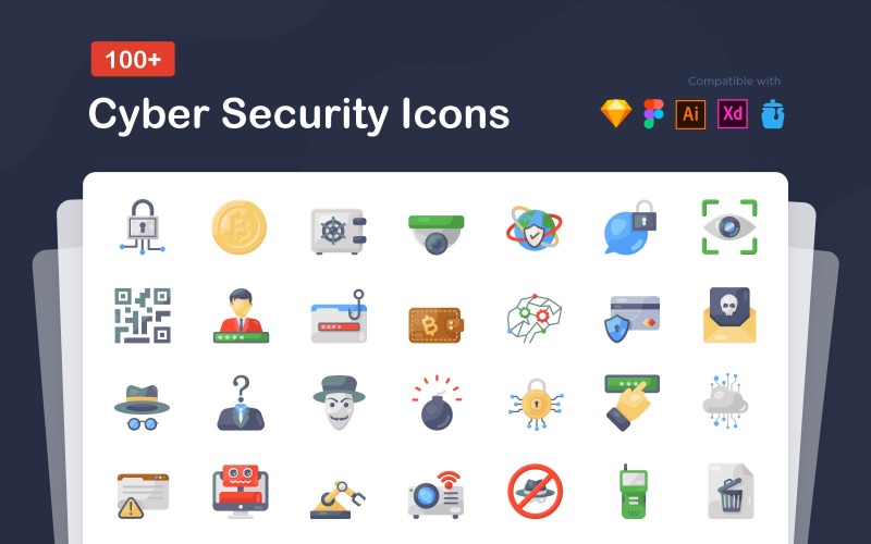 Pack of Cyber Security and Artificial Intelligence Icon Set