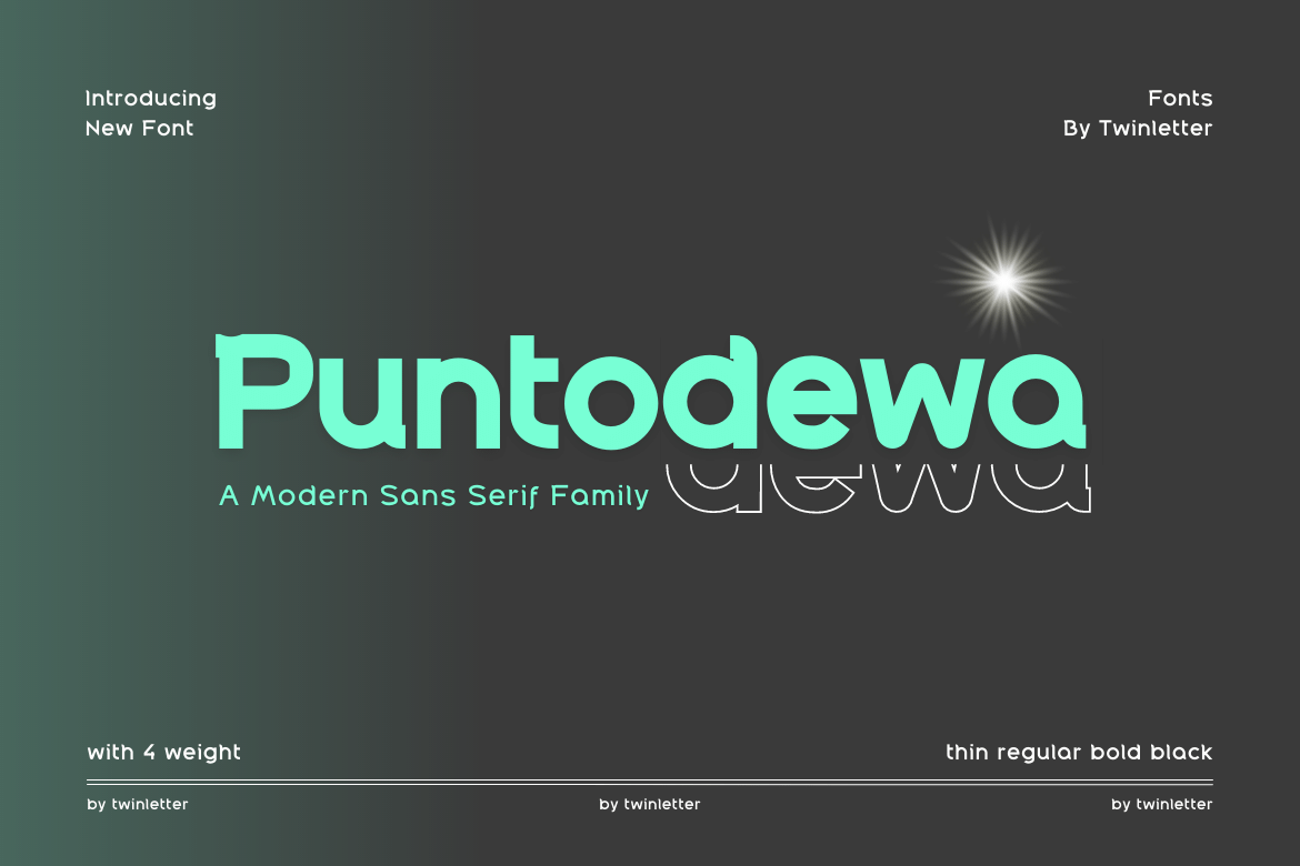 Puntodewa font design is influenced by the Serif family-style and geometric shapes