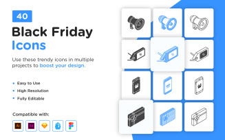 40 Black Friday vector Icons