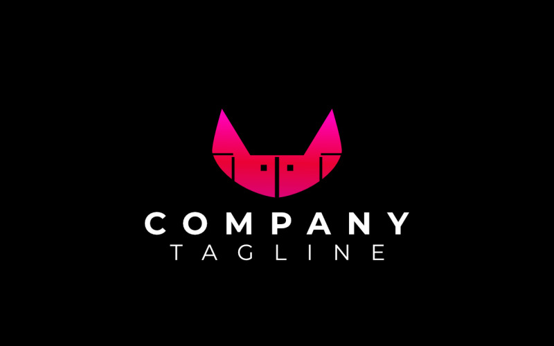 Cute Girl Pink Pixel Cat Logo Logo Template