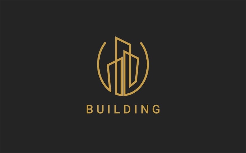 Gold Line Building Logo Design Logo Template