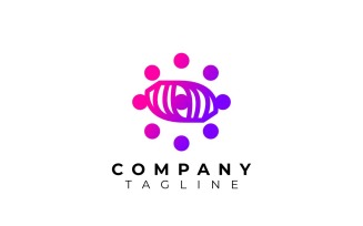 Gradient Eye Round Techno Logo