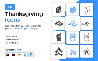 20 Isometric Thanksgivings Icons