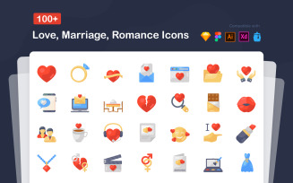 Love and Romance Flat Icons Pack