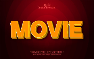 Movie - Editable Text Effect, Orange Cartoon Text Style, Graphics Illustration