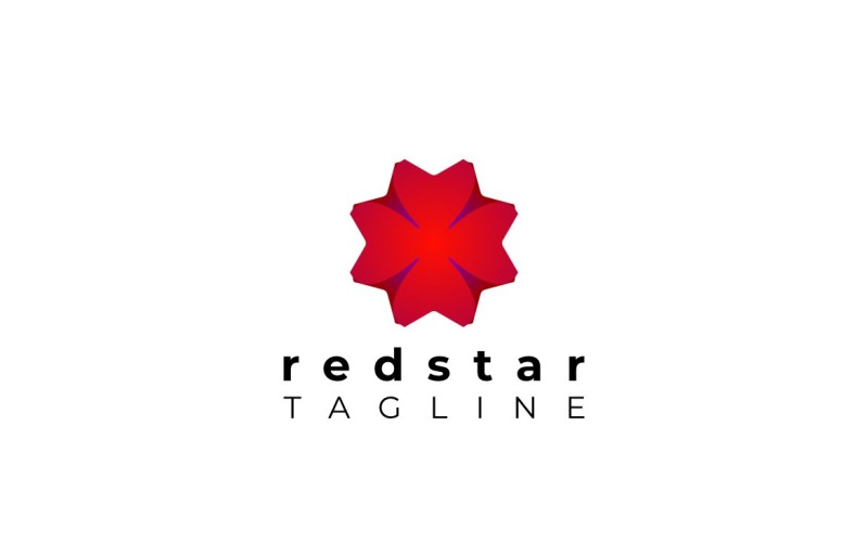 Red Star Flower Boutique Gradient Logo Logo Template