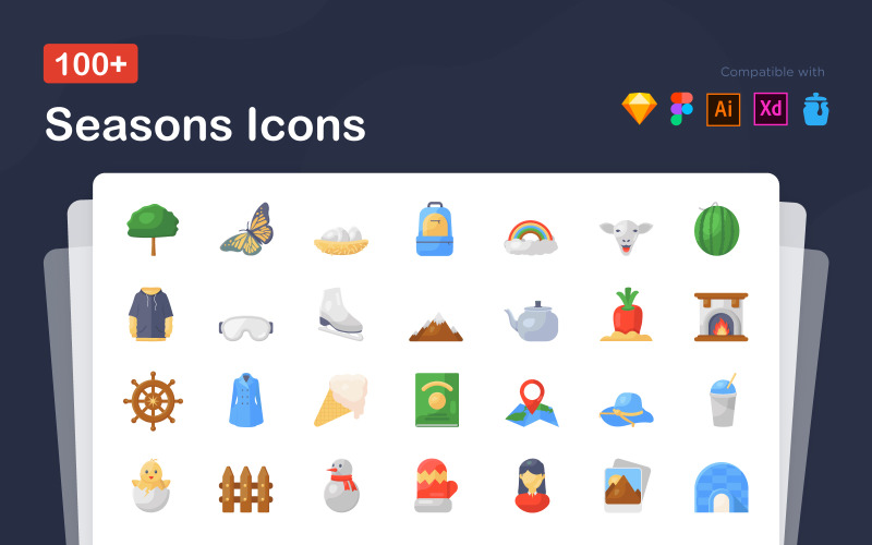 Seasonal Food and Accessories Icons Icon Set