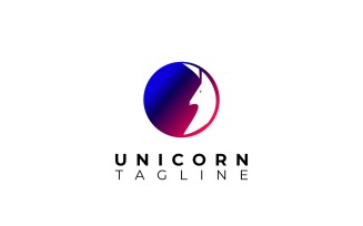 Tech Unicorn Gradient Emblem Logo