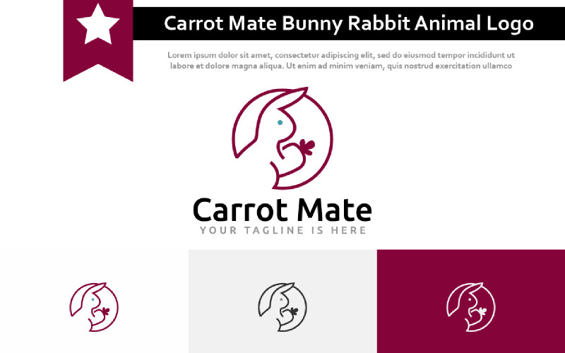 Carrot Mate Bunny Rabbit Cute Animal Monoline Style Logo Logo Template