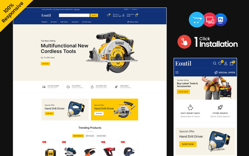 Eoutil - Tools Store and Mega Tool Super Store Multipurpose Opencart Theme OpenCart Template