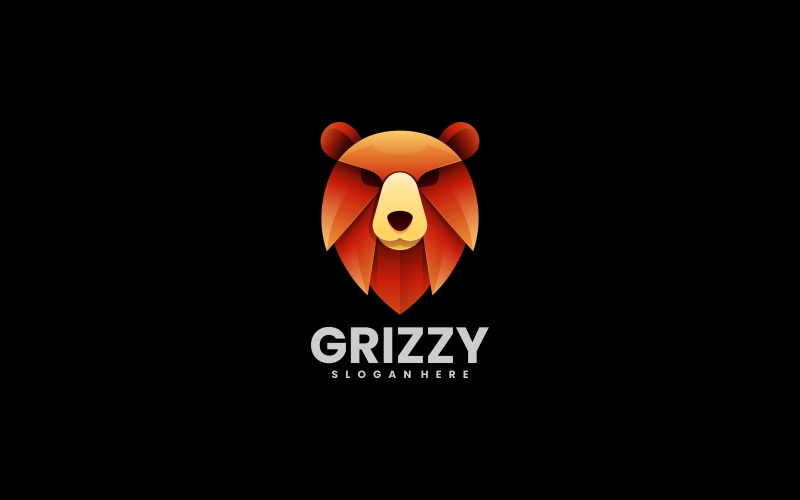 Grizzly Bear Gradient Logo Logo Template