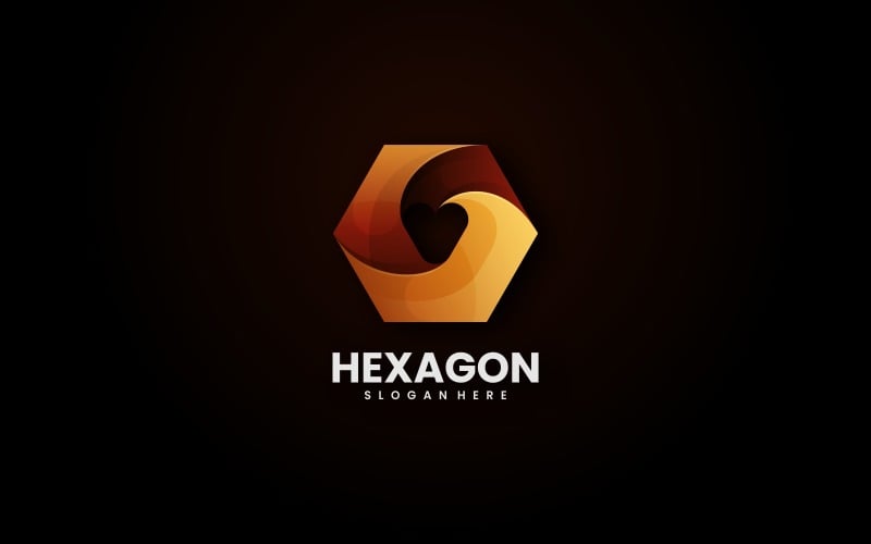Hexagon Love Gradient Logo Logo Template