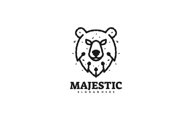 Majestic Bear Line Art Logo Logo Template