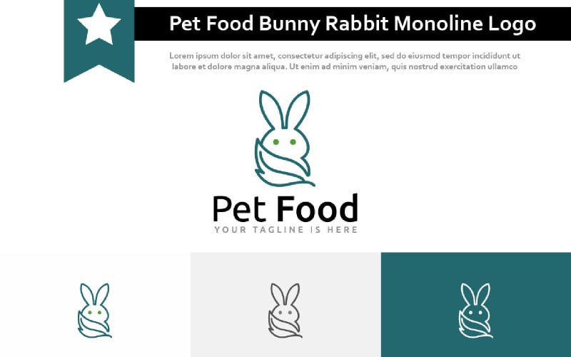 Organic Pet Food Bunny Rabbit Cute Animal Monoline Style Logo Logo Template