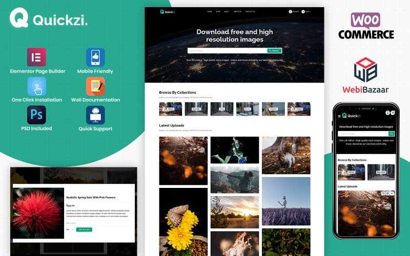 Quickzi - Creative Photography, Vectors & PSD Downloads Wordpress Theme WooCommerce Theme