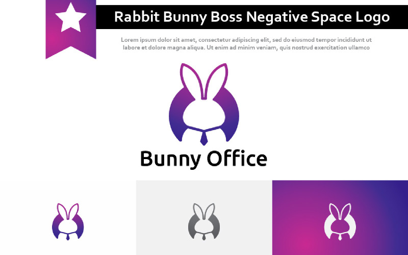 Rabbit Bunny Office Work Boss Employee Negative Space Logo Logo Template